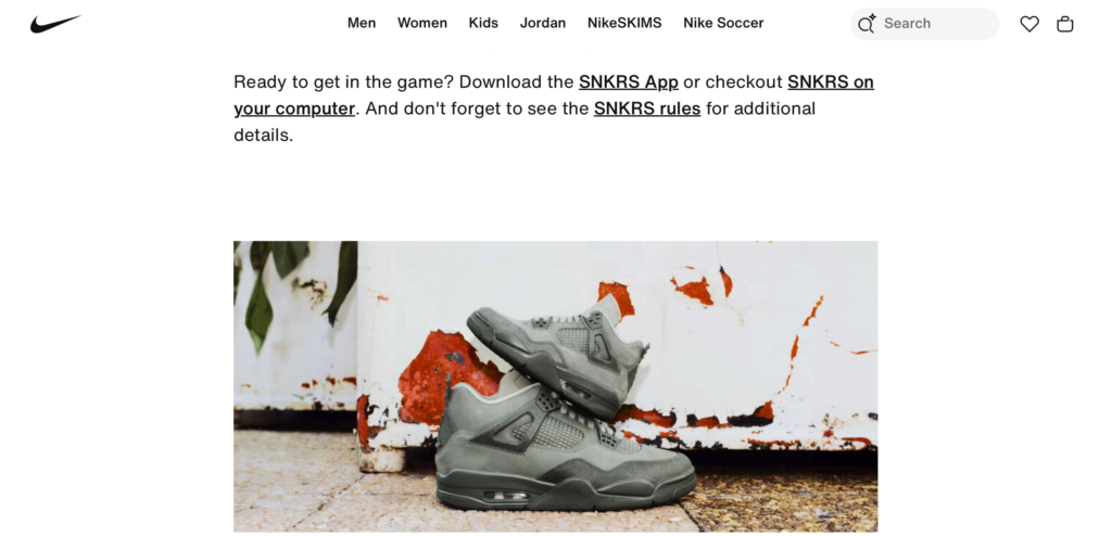 landing page nike.com